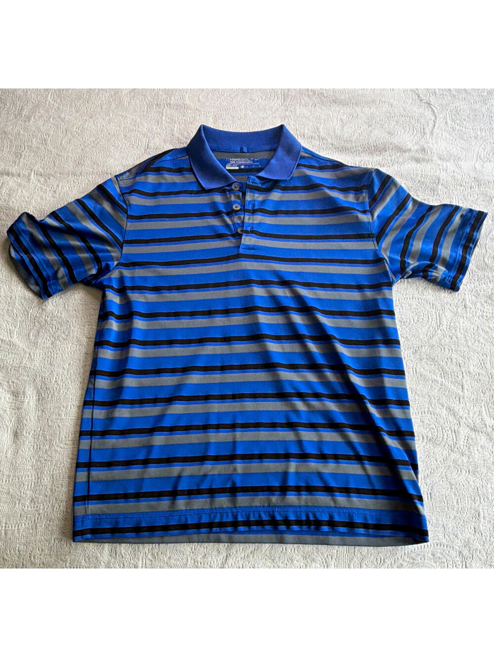 Nike Golf Tour Performance Dri-FIT Men's Polo Shirt M Striped Blue Gray Black